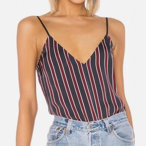 FRAME Striped V-Neck Spaghetti Strap Cami